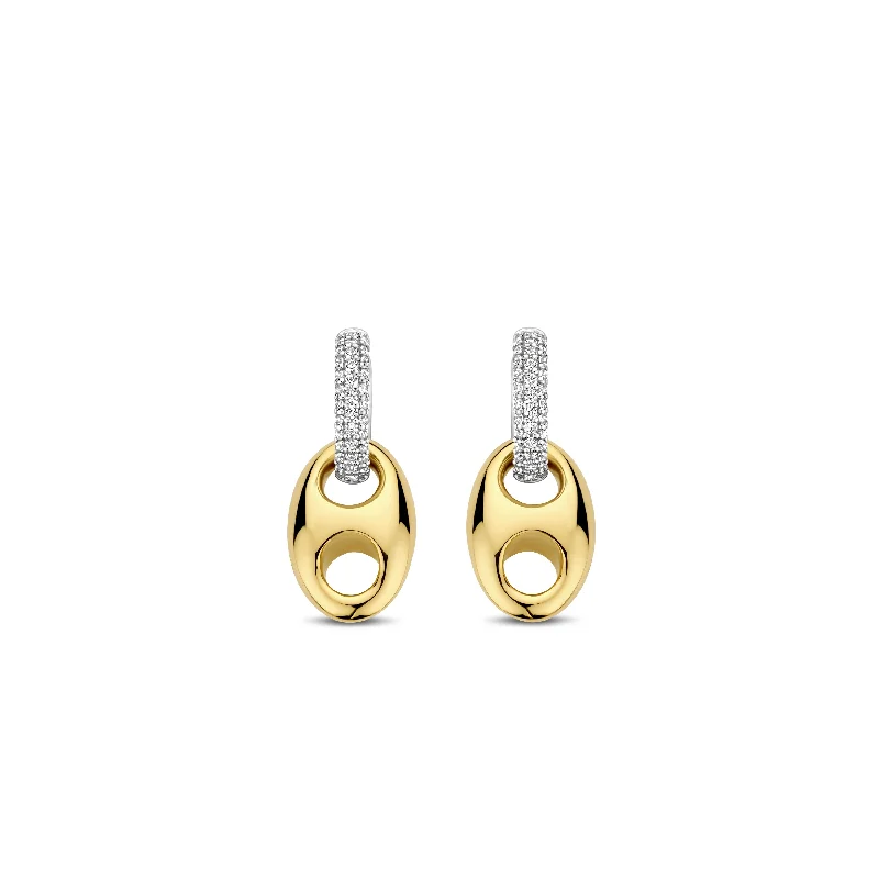 Diamond hoop earringsTi Sento Gold Silver Cubic Zirconia Hoop Drop Earrings