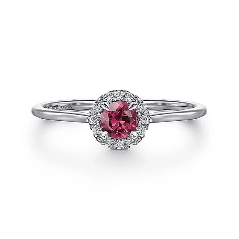 Men's Tourmaline Engagement Rings in 18K Two - Tone Gold with a Floral - Inspired SettingGabriel Diamond Halo & Pink Tourmaline Ring Men's Tourmaline Engagement Rings in 18K Two - Tone Gold with a Floral - Inspired SettingGabriel Diamond Halo & Pink Tourmaline Ring