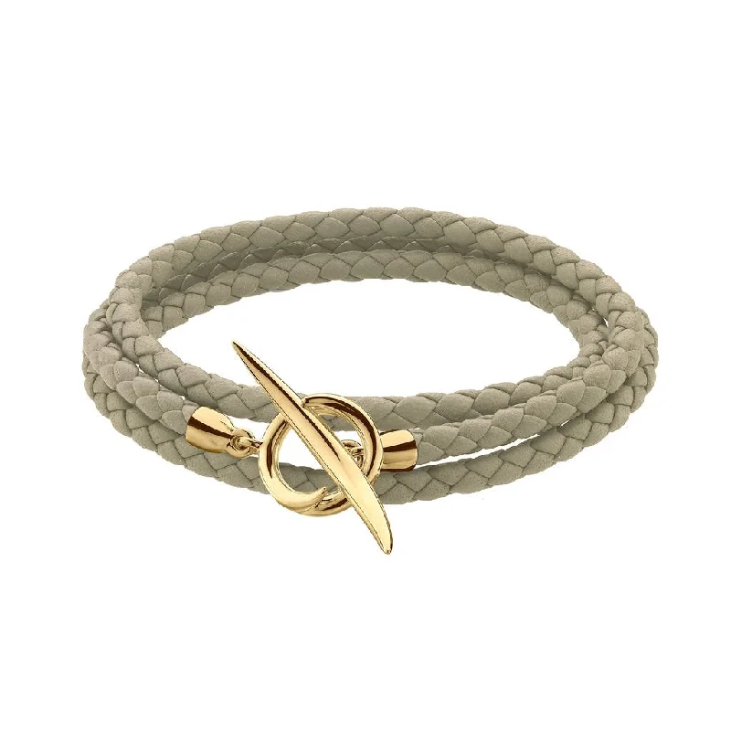 Shaun Leane Quill Yellow Gold Vermeil Natural Leather Wrap Bracelet