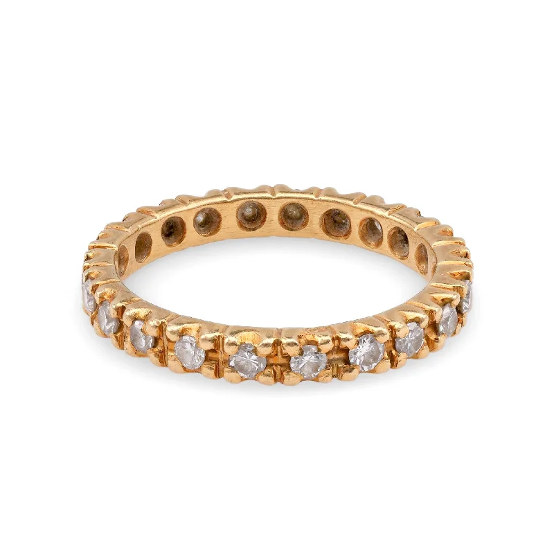 Vintage - style engagement ring with filigree details and sapphire accents in 14K yellow goldFrench Diamond Yellow Gold Eternity Ring Vintage - style engagement ring with filigree details and sapphire accents in 14K yellow goldFrench Diamond Yellow Gold Eternity Ring