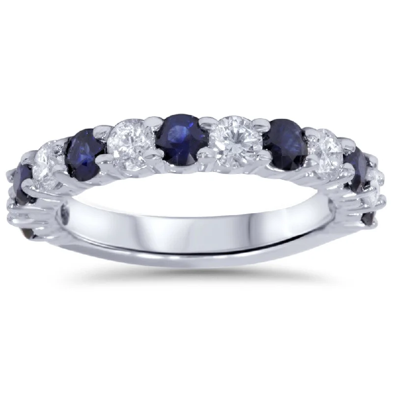 Pompeii3 14k White Gold 2ct TDW Diamond and Blue Sapphire Wedding Ring (I-J, I2-I3) Pompeii3 14k White Gold 2ct TDW Diamond and Blue Sapphire Wedding Ring (I-J, I2-I3)