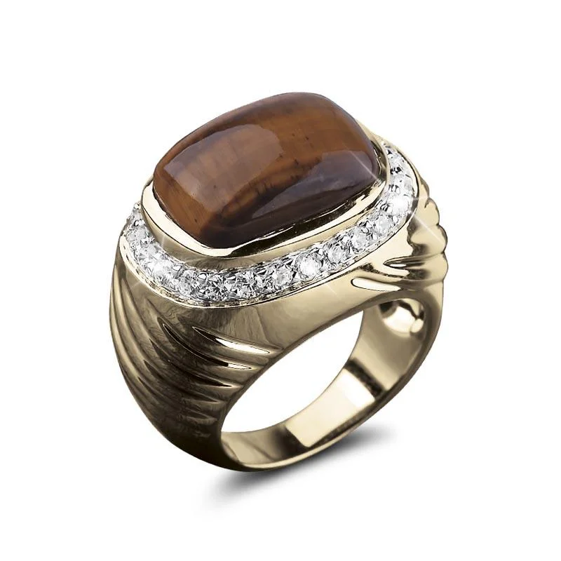 Magnetic Clasp Women's Rings for Easy Wearing and RemovalCougar Tigers Eye Ring