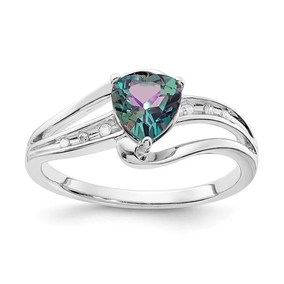 Sterling Silver 6mm Gemstone Heart And Diamond Rings