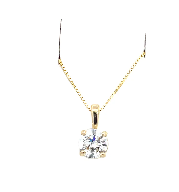 Vintage - style engagement ring with filigree details and sapphire accents in 14K yellow goldLAB GROWN ROUND DIAMOND 0.76CT SOLITAIRE DROP PENDANT Vintage - style engagement ring with filigree details and sapphire accents in 14K yellow goldLAB GROWN ROUND DIAMOND 0.76CT SOLITAIRE DROP PENDANT