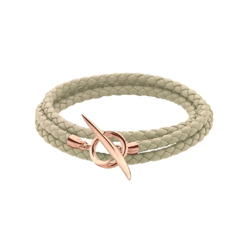 Shaun Leane Quill Rose Gold Vermeil Natural Leather Wrap Bracelet