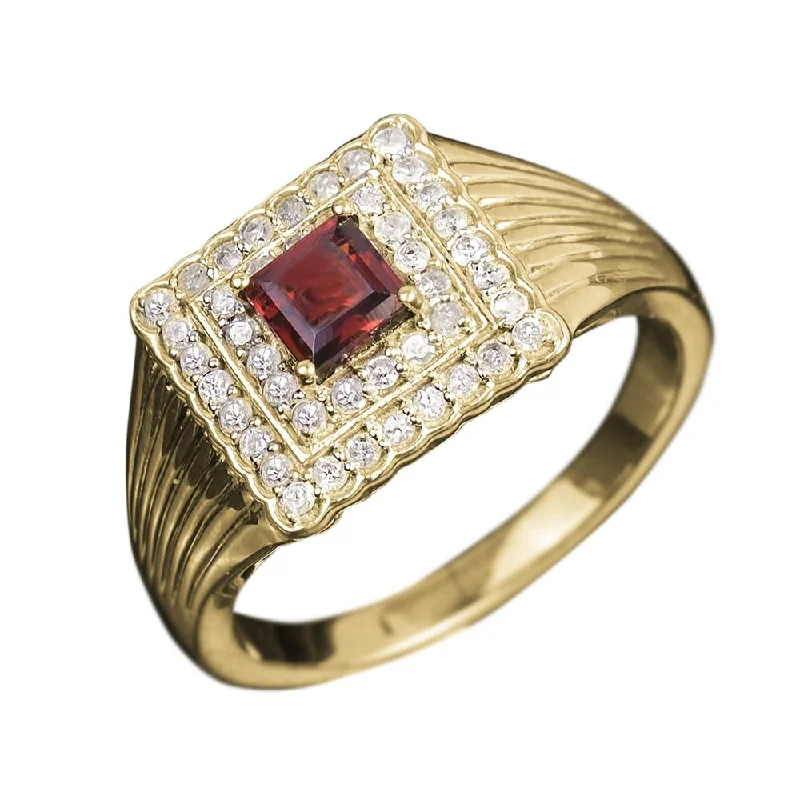 Boho - Style Women's Rings with Turquoise and Leather AccentsMaximo Diamond & Garnet Men's Ring