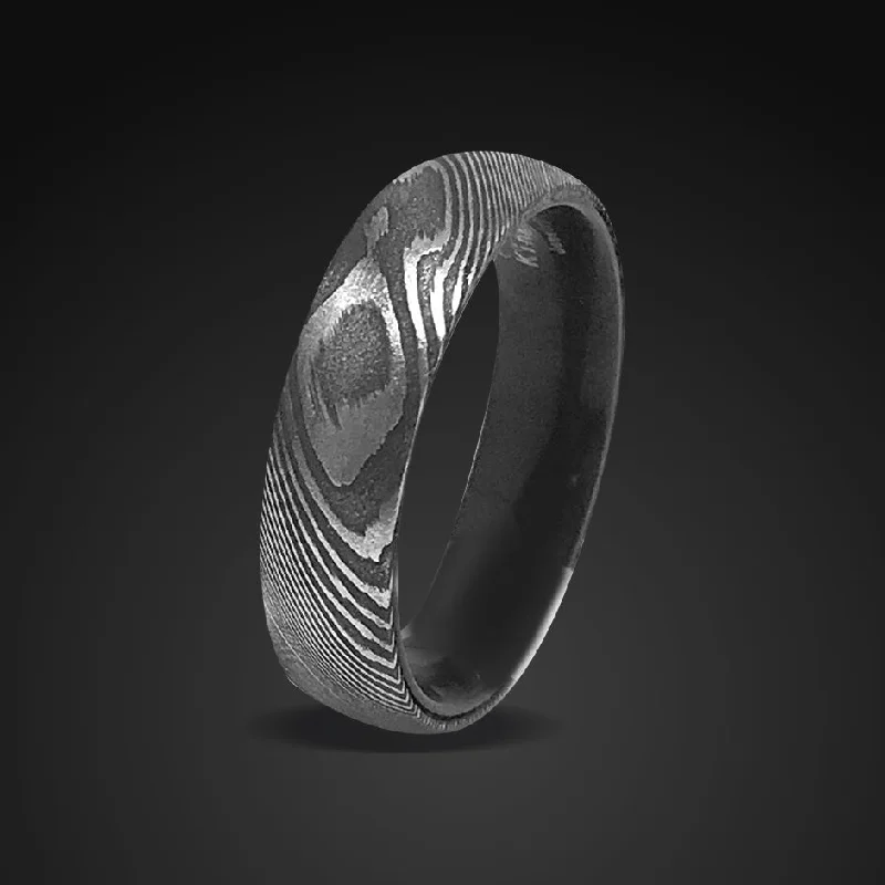 Men's turquoise - inlaid rings for a southwestern feelBlack Damascus steel Ring for Men | Mokume Gane Wedding Band for Men | 6mm
