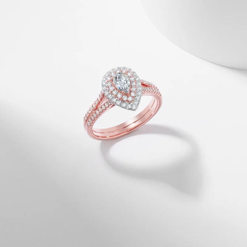 Asscher - cut diamond engagement ring with a pavé - set eternity band in platinumPear Lab Grown Diamond Double Halo Engagement Ring 1.0tdw Asscher - cut diamond engagement ring with a pavé - set eternity band in platinumPear Lab Grown Diamond Double Halo Engagement Ring 1.0tdw