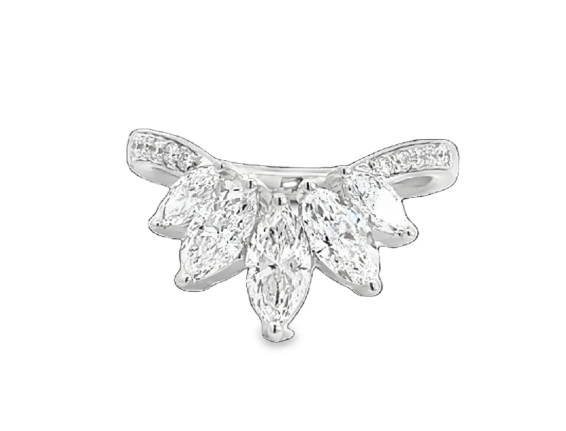 Marquise - cut diamond engagement ring with a split - shank band in platinumLAB GROWN MARQUISE & ROUND DIAMONDS 1.36CTW CHEVRON STYLE BAND Marquise - cut diamond engagement ring with a split - shank band in platinumLAB GROWN MARQUISE & ROUND DIAMONDS 1.36CTW CHEVRON STYLE BAND
