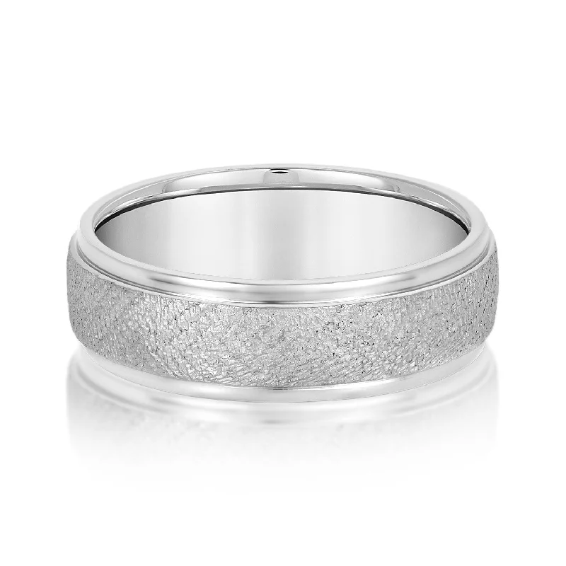 Men's classic silver wedding rings with simple bandsMen's Beveled Ring With Sandblasted Finish Men's classic silver wedding rings with simple bandsMen's Beveled Ring With Sandblasted Finish