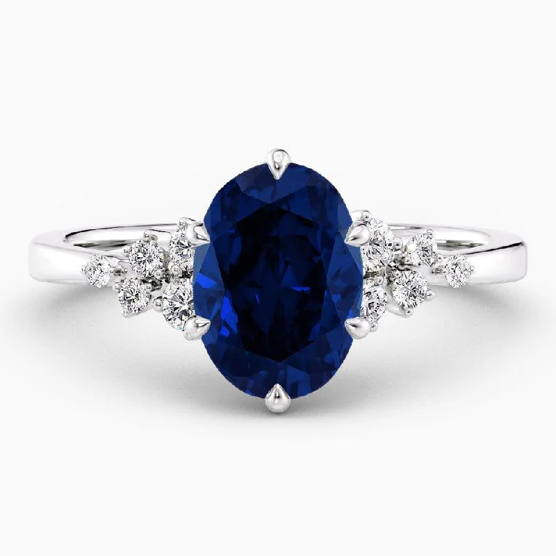 Men's Diamond Engagement Rings with Platinum Band and Halo Setting for a Luxury Proposal2.20 Carat Oval Shape Snowdrift Blue Sapphire Engagement Ring Men's Diamond Engagement Rings with Platinum Band and Halo Setting for a Luxury Proposal2.20 Carat Oval Shape Snowdrift Blue Sapphire Engagement Ring