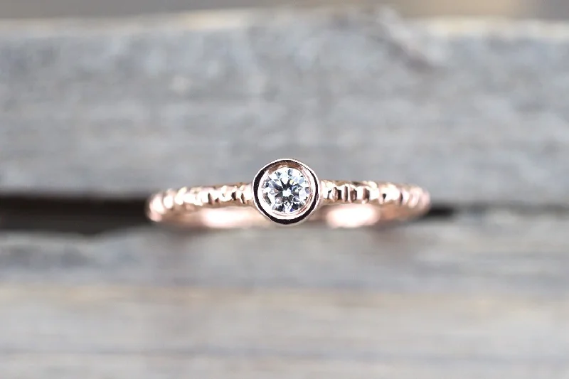 Men's hematite - ring for a metallic gray luster14k Solid Rose Gold Round Bezel Diamond Ring Engagement Wedding Fashion Stack Band Hammered Dainty Textured Men's hematite - ring for a metallic gray luster14k Solid Rose Gold Round Bezel Diamond Ring Engagement Wedding Fashion Stack Band Hammered Dainty Textured