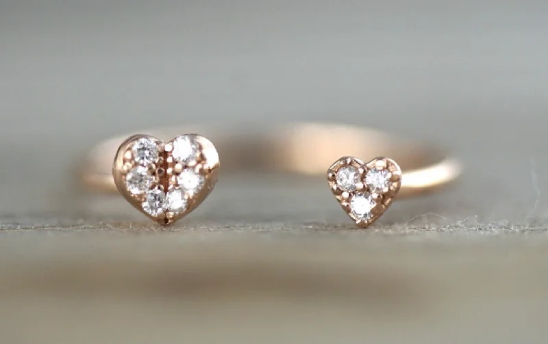 Men's multi - colored gemstone rings for a vibrant style14k Solid Rose Gold Double Heart Love Diamond Ring Engagement Wedding Open Stack Band Hammered Dainty Textured Midi Adjustable Micro Pave Men's multi - colored gemstone rings for a vibrant style14k Solid Rose Gold Double Heart Love Diamond Ring Engagement Wedding Open Stack Band Hammered Dainty Textured Midi Adjustable Micro Pave
