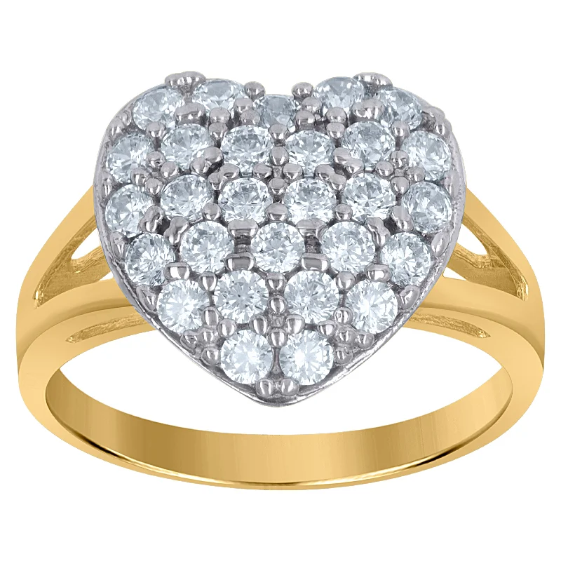 Adjustable Fashion Rings in Leather and Brass with a Tribal - Inspired DesignKeene Jewelers 10kt Gold Womens Two-tone CZ Heart Band Ring Adjustable Fashion Rings in Leather and Brass with a Tribal - Inspired DesignKeene Jewelers 10kt Gold Womens Two-tone CZ Heart Band Ring