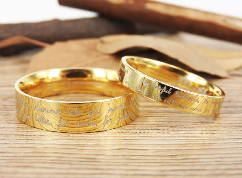 Men's black ceramic rings for a modern and edgy lookHandmade Your Marriage Vow & Signature Rings Wedding Rings, Gold Matching Wedding Bands, Titanium Couple Rings Set Men's black ceramic rings for a modern and edgy lookHandmade Your Marriage Vow & Signature Rings Wedding Rings, Gold Matching Wedding Bands, Titanium Couple Rings Set