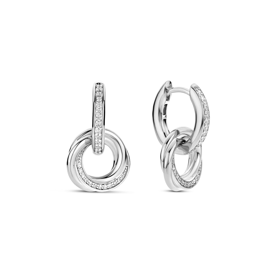 Beaded hoop earringsTi Sento Sterling Silver Cubic Zirconia Hoop Earrings