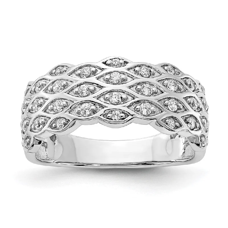 14k White Gold Polished Fancy Diamond Ring