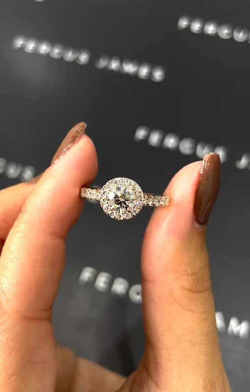 Pear - shaped diamond engagement ring with side baguette diamonds in 18K gold0.5 Carat Natural Halo Engagement Ring - Round Diamond in 18k Rose Gold Setting Pear - shaped diamond engagement ring with side baguette diamonds in 18K gold0.5 Carat Natural Halo Engagement Ring - Round Diamond in 18k Rose Gold Setting