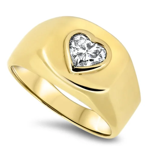 Men's laser - engraved rings with custom messages1.00ct Heart Shaped Diamond Mens Ring in 18ct Gold Men's laser - engraved rings with custom messages1.00ct Heart Shaped Diamond Mens Ring in 18ct Gold