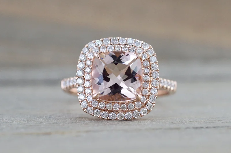 Men's ruby - adorned rings for a bold red colorPayment Plan for Double Halo Cushion Morganite Men's ruby - adorned rings for a bold red colorPayment Plan for Double Halo Cushion Morganite