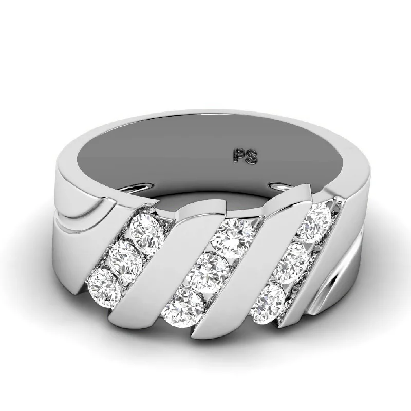 Men's lightweight rings for all - day comfort0.85 CT Round Cut Diamonds - Mens Wedding Band Men's lightweight rings for all - day comfort0.85 CT Round Cut Diamonds - Mens Wedding Band