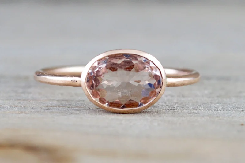 Men's two - tone rings combining silver and goldOval Morganite 14k Rose Gold Bezel Birthstone Gemstone Stackable Ring East West Men's two - tone rings combining silver and goldOval Morganite 14k Rose Gold Bezel Birthstone Gemstone Stackable Ring East West