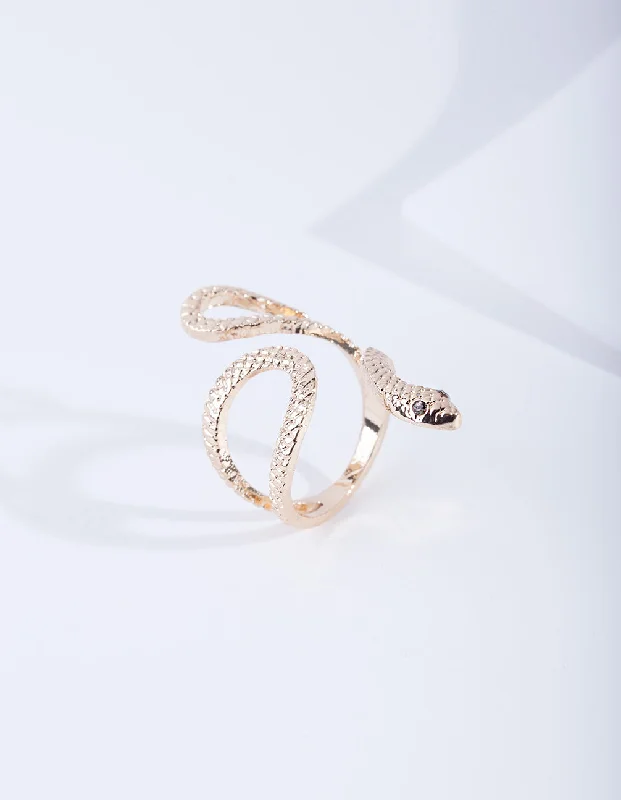 Stackable Fashion Rings in Rose - Gold Tone with Delicate Floral EngravingsGold Etched Snake Ring Stackable Fashion Rings in Rose - Gold Tone with Delicate Floral EngravingsGold Etched Snake Ring
