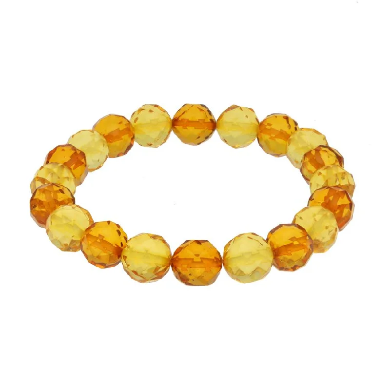 Amber Faceted Round Elasticated Bracelet