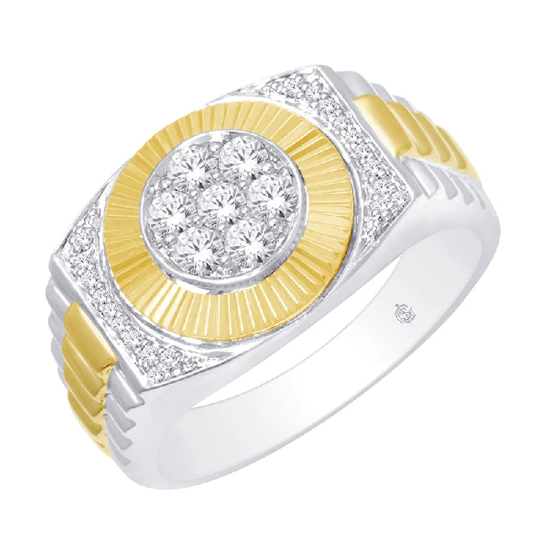 10K 2-tone 1/2ctw Diamond Fancy Mens Ring