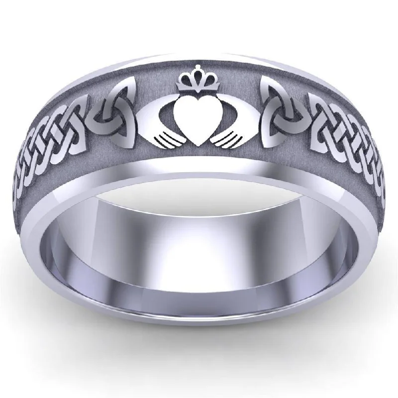 Men's waterproof rings for water - based activitiesCladdagh Wedding Ring UCL1-14W8M - 14K White Gold Men's waterproof rings for water - based activitiesCladdagh Wedding Ring UCL1-14W8M - 14K White Gold