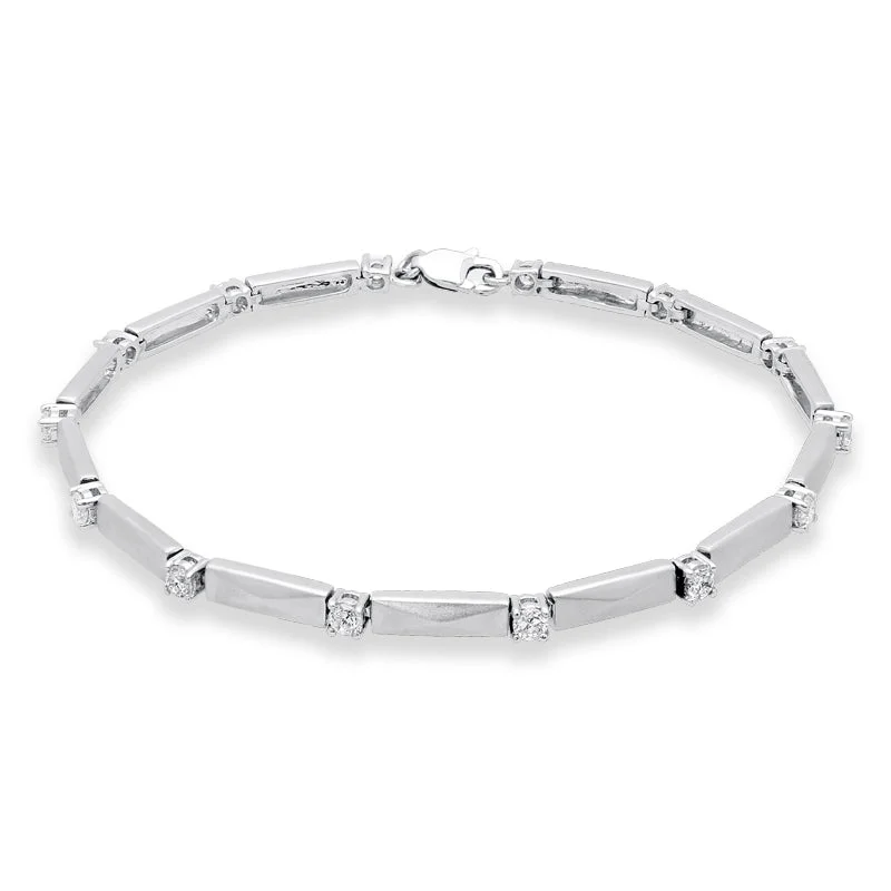 18ct White Gold 1.00ct Diamond Satin Finish Bracelet