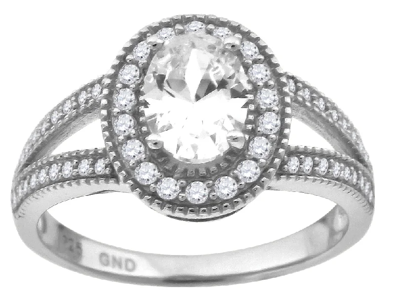 Rhinestone - Embellished Fashion Rings in Silver - Tone Metal for a Glamorous TouchKeene Jewelers 925 Sterling Silver Womens Oval Cubic-Zirconia Oval Head Fashion Ring Size 6