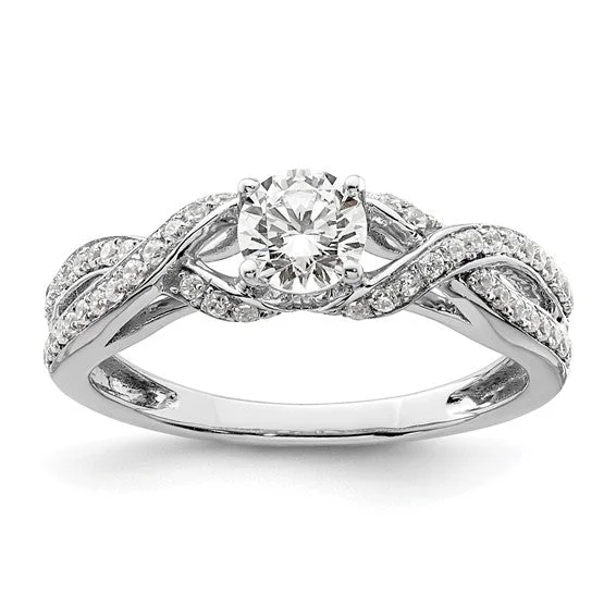 10k or 14k White Gold Lab Grown Diamond SI1/SI2, G H I, Twist Design Complete Engagement Ring 10k or 14k White Gold Lab Grown Diamond SI1/SI2, G H I, Twist Design Complete Engagement Ring