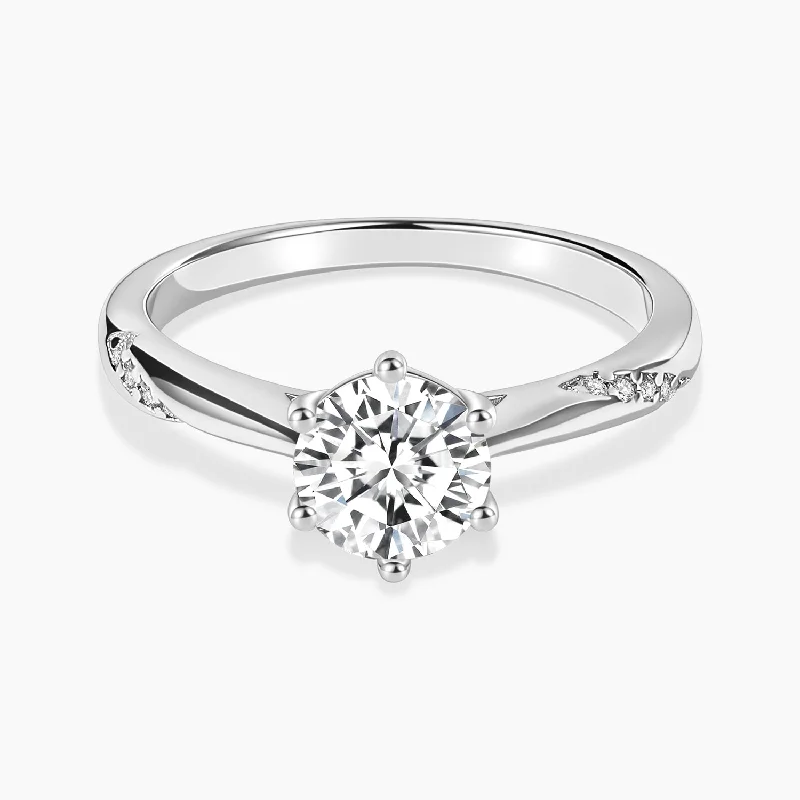 Magnetic Clasp Women's Rings for Easy Wearing and Removal1CT Round Cut Moissanite With Stone Set Shoulders Magnetic Clasp Women's Rings for Easy Wearing and Removal1CT Round Cut Moissanite With Stone Set Shoulders