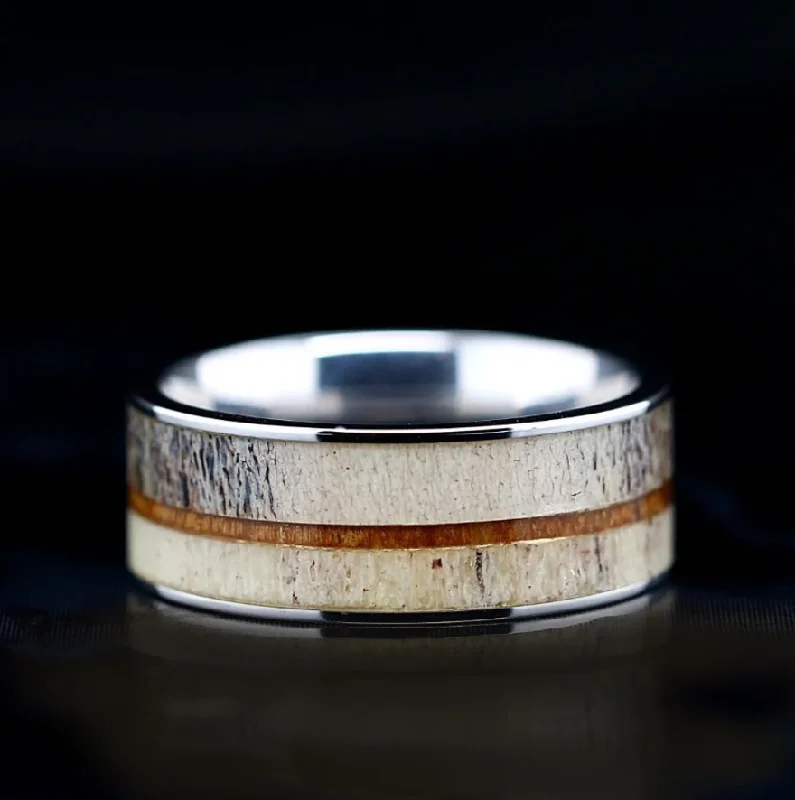 Men's magnetic rings for potential health benefitsDeer Antler Ring with Koa Wood Inlay Men's magnetic rings for potential health benefitsDeer Antler Ring with Koa Wood Inlay
