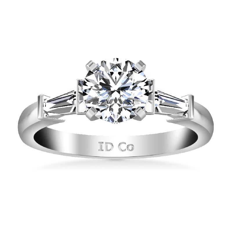 Women's Rings with Birthstones for a Personalized TouchRound Diamond Pave Engagement Ring Classic Baguette 14K White Gold Women's Rings with Birthstones for a Personalized TouchRound Diamond Pave Engagement Ring Classic Baguette 14K White Gold