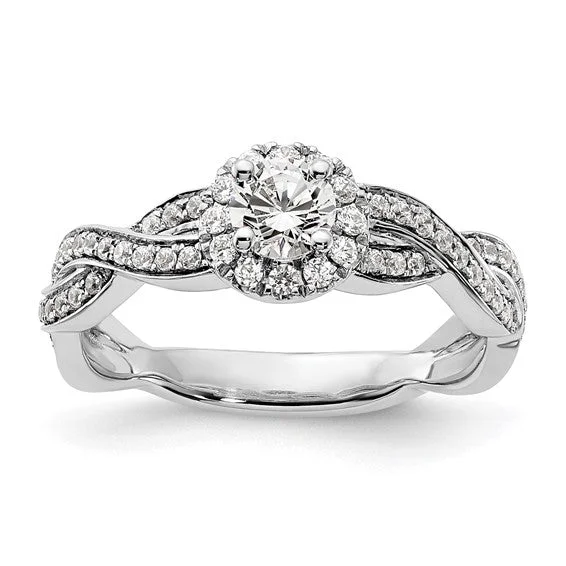10k or 14k White Gold Lab Grown Diamond SI1/SI2, G H I, Halo Complete Engagement Ring 10k or 14k White Gold Lab Grown Diamond SI1/SI2, G H I, Halo Complete Engagement Ring
