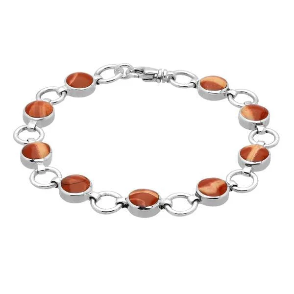 Sterling Silver Jasper Nine Stone Round Ring Bracelet