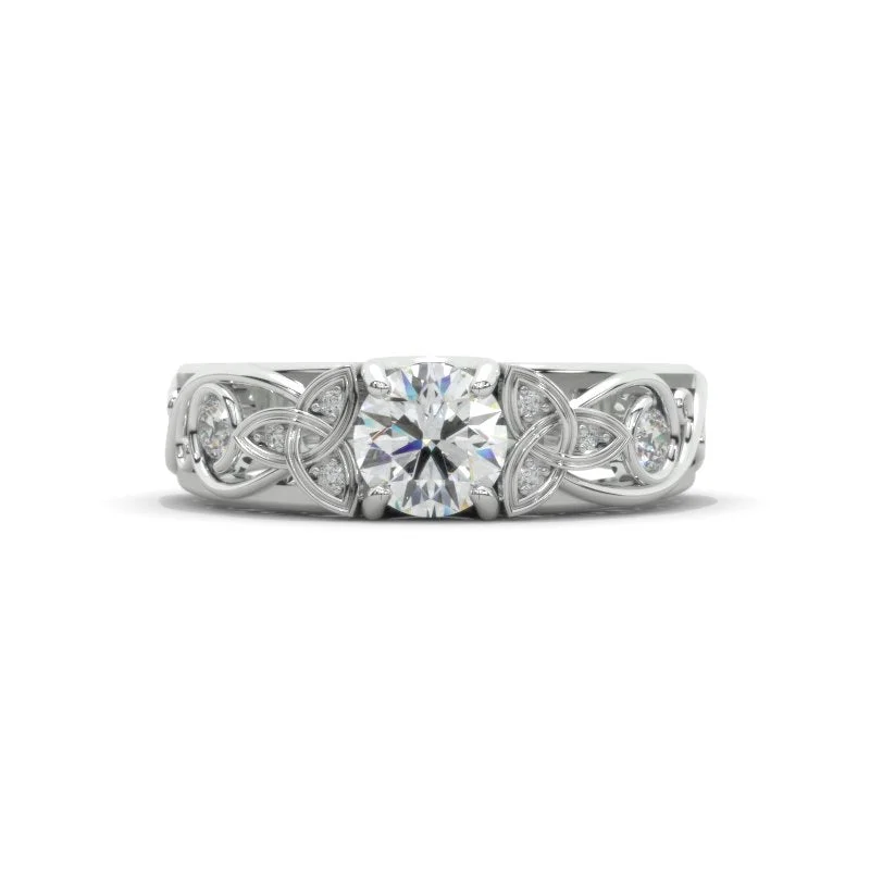 Men's Opal Engagement Rings in 10K Gold with a Milgrain - Trimmed BandMoissanite Celtic Engagement Ring 14K White Gold