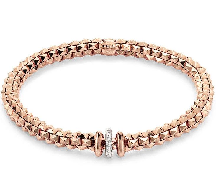 Fope Wild Rose 18ct Rose Gold 0.10ct Diamond Bracelet
