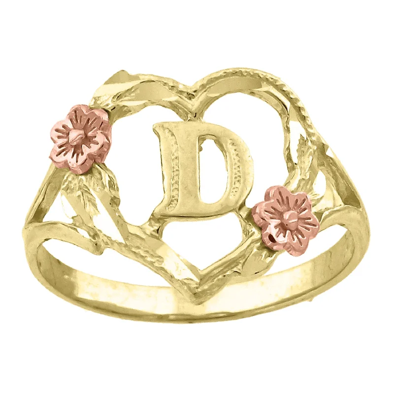 Chunky Fashion Rings in Copper with Geometric Patterns for a Bold AccessoryKeene Jewelers 10kt Two-tone Gold Womens DC Textured Initial Letter D Heart Band Ring Chunky Fashion Rings in Copper with Geometric Patterns for a Bold AccessoryKeene Jewelers 10kt Two-tone Gold Womens DC Textured Initial Letter D Heart Band Ring