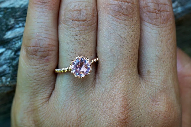 Men's Celtic - pattern rings with intricate designsMelrose 14k Gold Round Morganite Engagement Ring Crown Vintage 6mm Men's Celtic - pattern rings with intricate designsMelrose 14k Gold Round Morganite Engagement Ring Crown Vintage 6mm