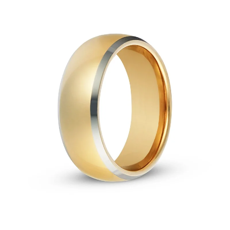 Men's shock - resistant rings for durabilityMen’s Gold with Silver Edge Tungsten Ring Men's shock - resistant rings for durabilityMen’s Gold with Silver Edge Tungsten Ring