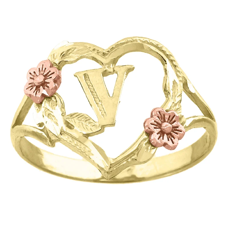 Magnetic Fashion Rings in Stainless Steel with a Modern, Interlocking DesignKeene Jewelers 10kt Two-tone Gold Womens DC Textured Initial Letter V Heart Band Ring Magnetic Fashion Rings in Stainless Steel with a Modern, Interlocking DesignKeene Jewelers 10kt Two-tone Gold Womens DC Textured Initial Letter V Heart Band Ring