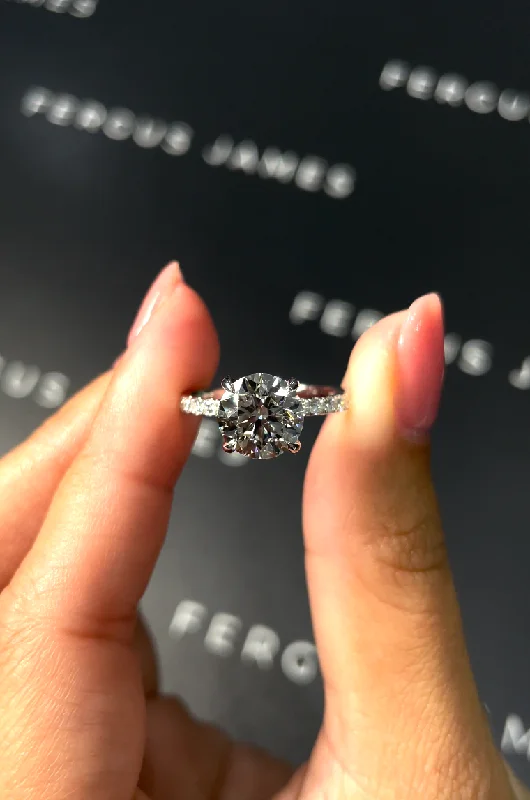 Solitaire diamond engagement ring with a platinum setting for a classic and elegant look2 Carat Natural Diamond Band Engagement Ring - Round Diamond in 18k White Gold Setting Solitaire diamond engagement ring with a platinum setting for a classic and elegant look2 Carat Natural Diamond Band Engagement Ring - Round Diamond in 18k White Gold Setting