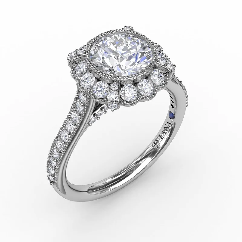 Men's Ruby Engagement Rings in Rose Gold with a Solitaire Design for a Romantic GestureVintage Scalloped Halo Engagement Ring With Milgrain Details Men's Ruby Engagement Rings in Rose Gold with a Solitaire Design for a Romantic GestureVintage Scalloped Halo Engagement Ring With Milgrain Details