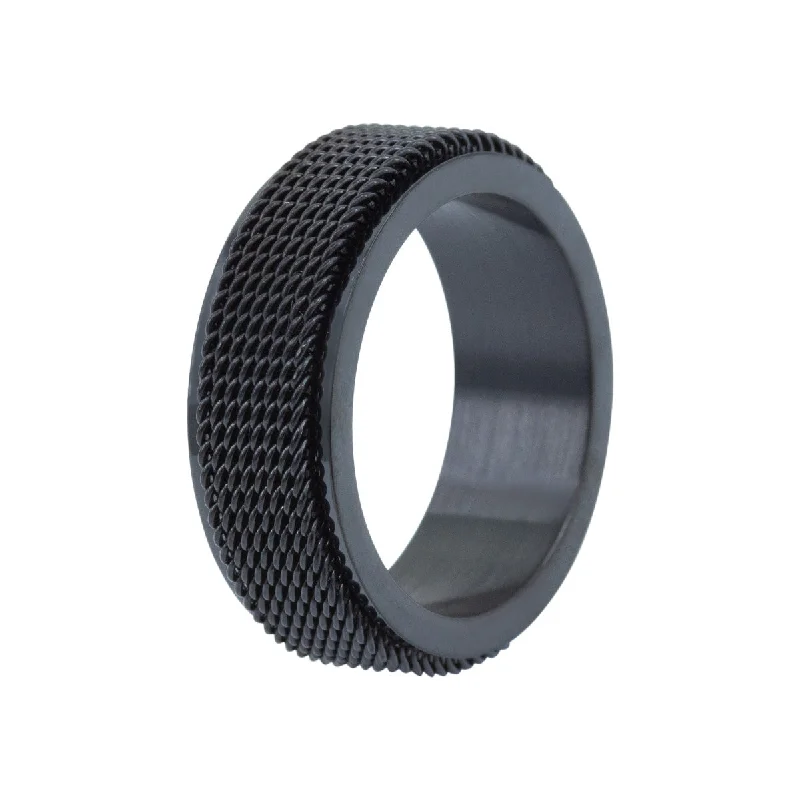 Men's sports - team logo rings for fansMen's Black Steel Mesh Anxiety Ring