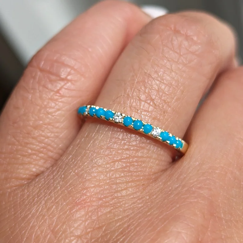 Men's meteorite - inlay rings for a cosmic touch14k Gold Blue Turquoise Diamond Wedding Stackable Ring Band Men's meteorite - inlay rings for a cosmic touch14k Gold Blue Turquoise Diamond Wedding Stackable Ring Band