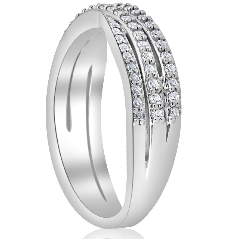 3/4ct Diamond Multi Row Wide Right Hand Ring 10k White