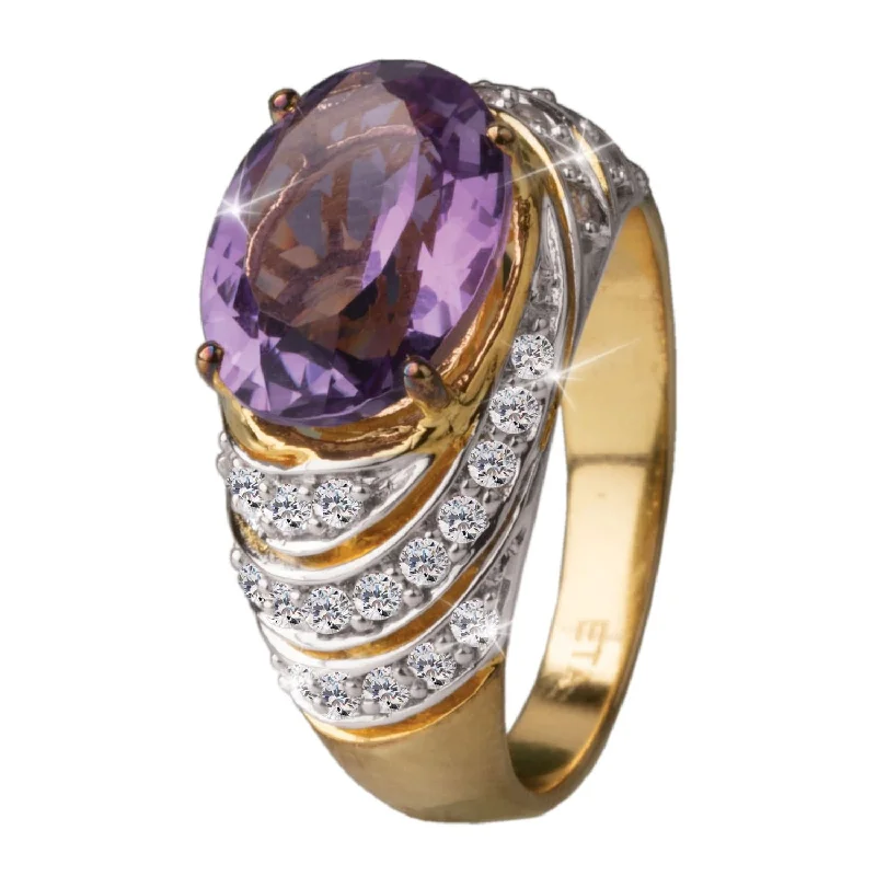 Women's 18K Gold Solitaire Diamond Ring for an Elegant Everyday LookKiki Amethyst Ring